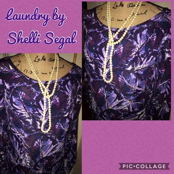 LAUNDRY~SHELLI SEGAL~PURPLE PRINT SILKY SHIFT~6 - Picture 5 of 5